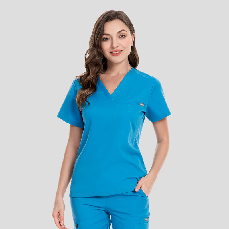 Women's Fashion Simple Nurses' Uniform Short Sleeve Pants Suit