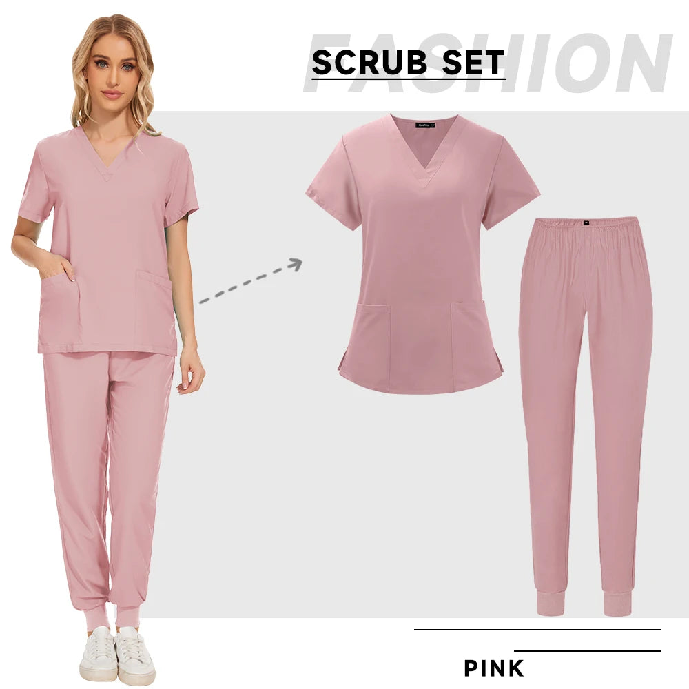 pink scrubs set